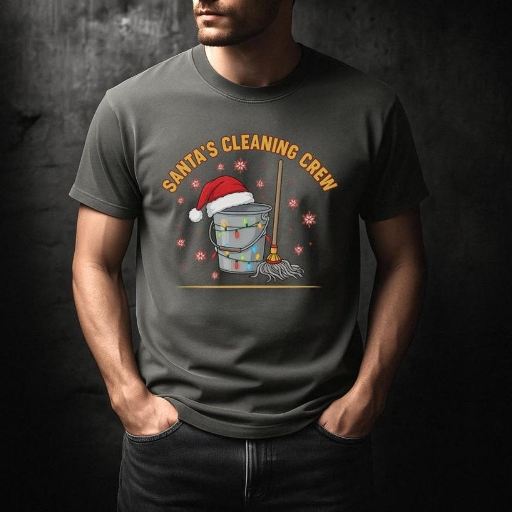 Santas Cleaning Crew Tshirt Woman Man Fashion Casual Cotton New Year Xmas Graphic T Shirts Merry Christmas Shortsleev Adult S
