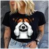 Unisex Womens Cotton Naughty Jack Russell Print TShirt Loose Round Neck Casual Short Sleeve Fashion Top Clothing Summer