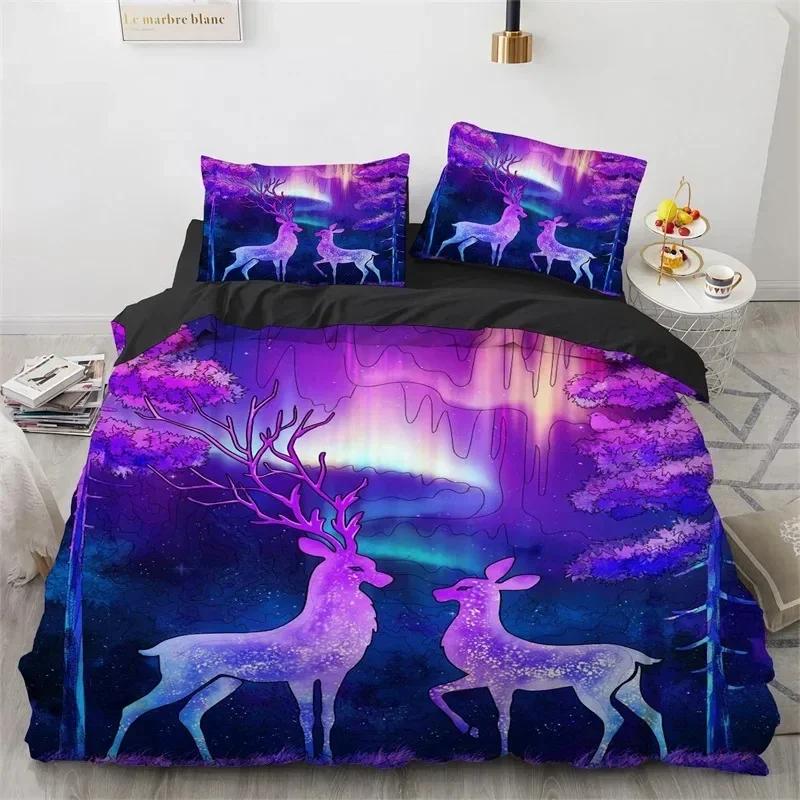 3D Wolf Fox Elk Wild Animals Bedding Set 3D Printed Suitable For Bedroom Duvet Cover Set With Pillowcases Kids Home Textile