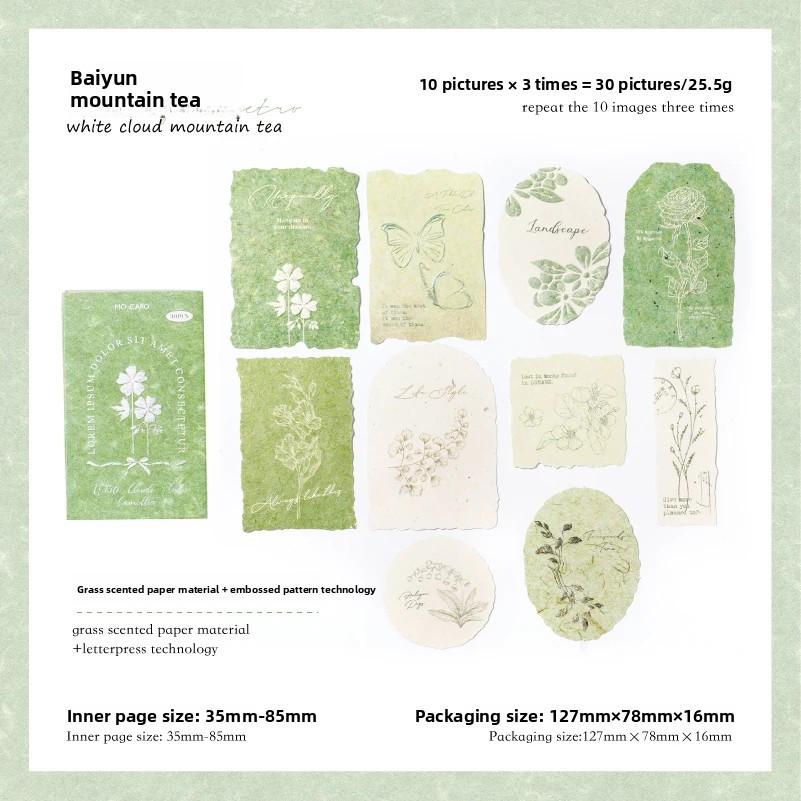 30pcs/pack Vanilla Paper Stickers Creative Scrapbooking Collage Junk Journal Diy Texture Material for Craft Making