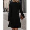Women Dresses 2025 Autumn Winter Long Sleeve O-Neck Black Women Dress J898