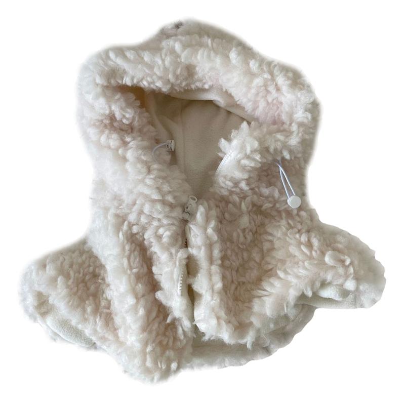 Lamb Wool Hooded Shawl Thickened Warm Scarf Hat Wool Skin Friendly Windproof 1 белый