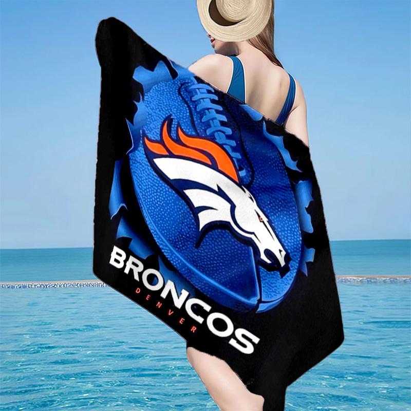 Denver Broncos Logo Microfiber Beach Towel, Lightweight And Quick-Dry, for Summer Travel, Beach Essential, Swimming Pool