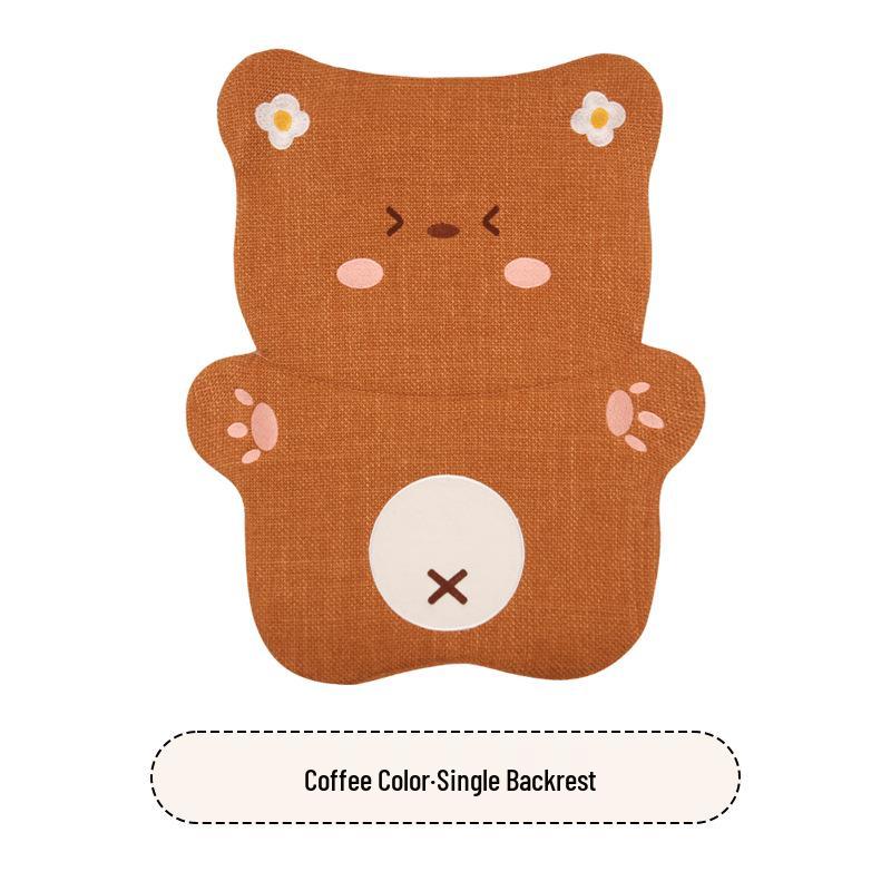 Universal Car Seat Cushion - Cute Cartoon Bear Design for Leapmotor C10/B01/B10/C11, Cotton Linen Fabric for All Seasons