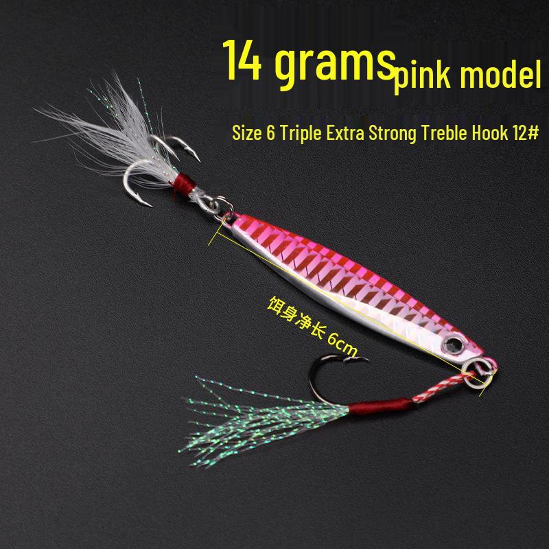 

Ima Long Cast Iron Plate Fishing Lure for Freshwater & Sea - Artificial Bait for Perch, Aspius, Mandarin Fish 30g iron plate hook + feather blood groove hook