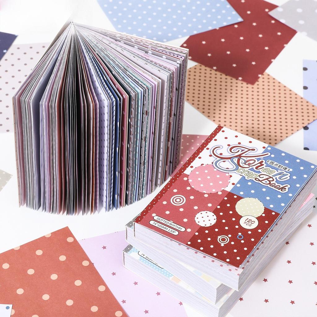 120 Sheets Per Pack Scrapbook Paper Korean-Style M5 Series Minimalist Color-Themed Planner Collage Backgrounds