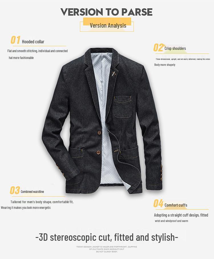 Jaqueta Masculina Urbana Slim Fit Jeans com Lapela - Coleção Primavera/Outono.