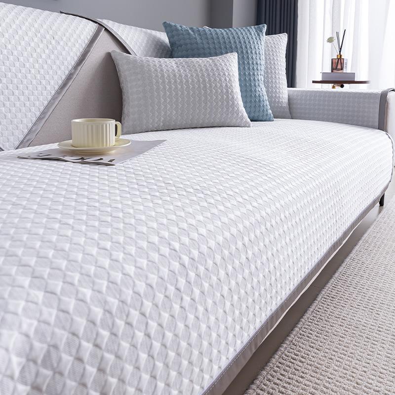 

Summer Ice Silk Sofa Cushion Cool Doudou Summer Cool Cushion Simple Fashion Light Luxury Non-Slip Machine Washable Sofa Back Towel 70*70cm