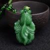Natural Green Chinese Agate Dragon Rose Pendant Jade Necklace  Charm Jewelry Carved Blessing Amulet Gifts For Women Men