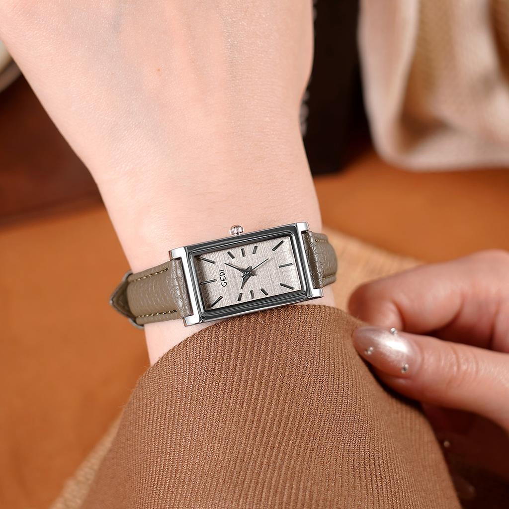 Premium Ankola Red Square Temperament Quartz Watch Minimalist Women'S Retro Belt Quartz Watch