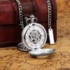 TREEWETO Men's Mechanical Skeleton Pocket Watch Roman Numeral Dial Gift Box Chain
