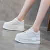 Height-increasing Women's Shoes Leather Little White Shoes Women's Thick-soled Muffin Shoes 2025 Spring Versatile Shallow Mouth Soft-soled Casual