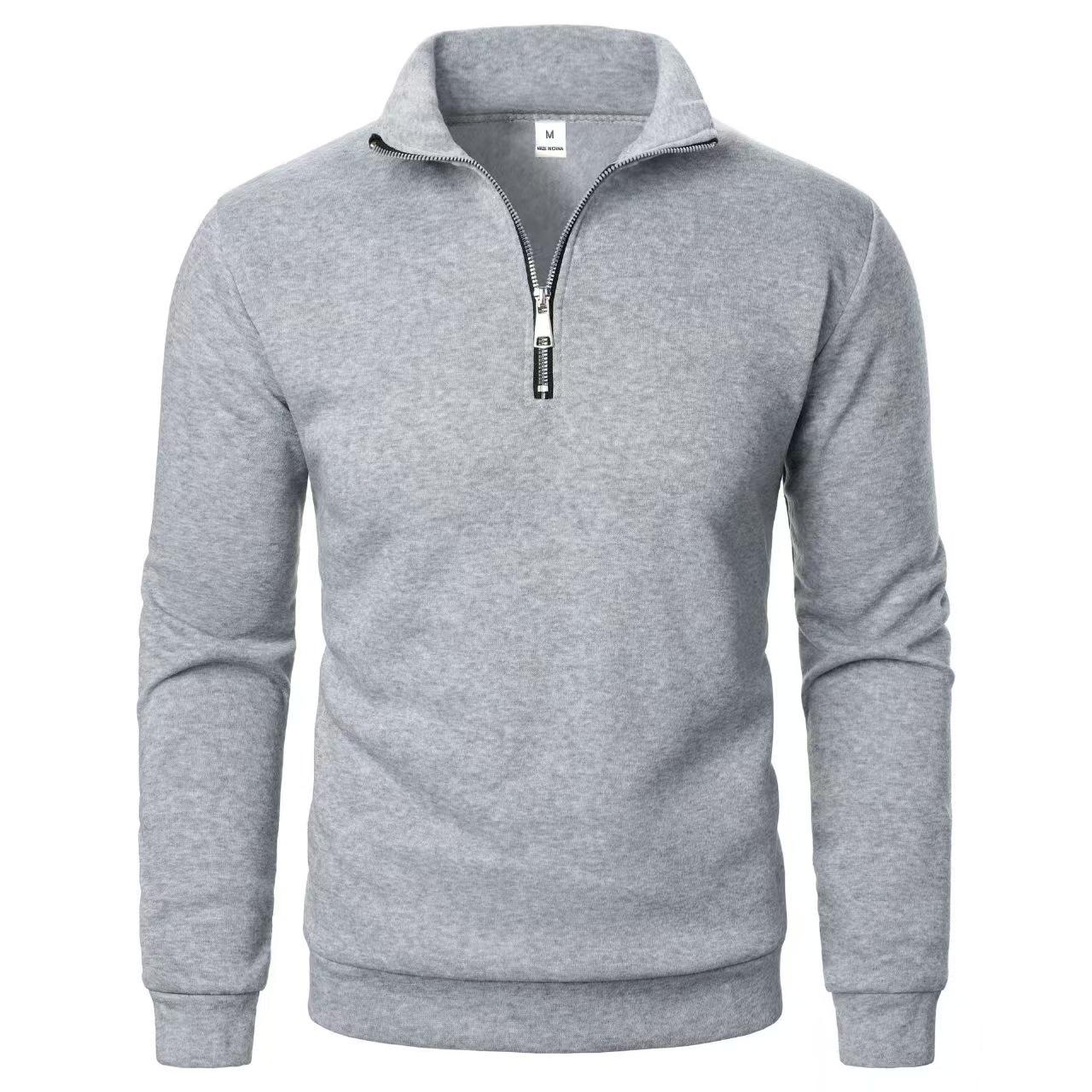Men s Trendy Half-Zip Stand Collar Casual Hoodie Large