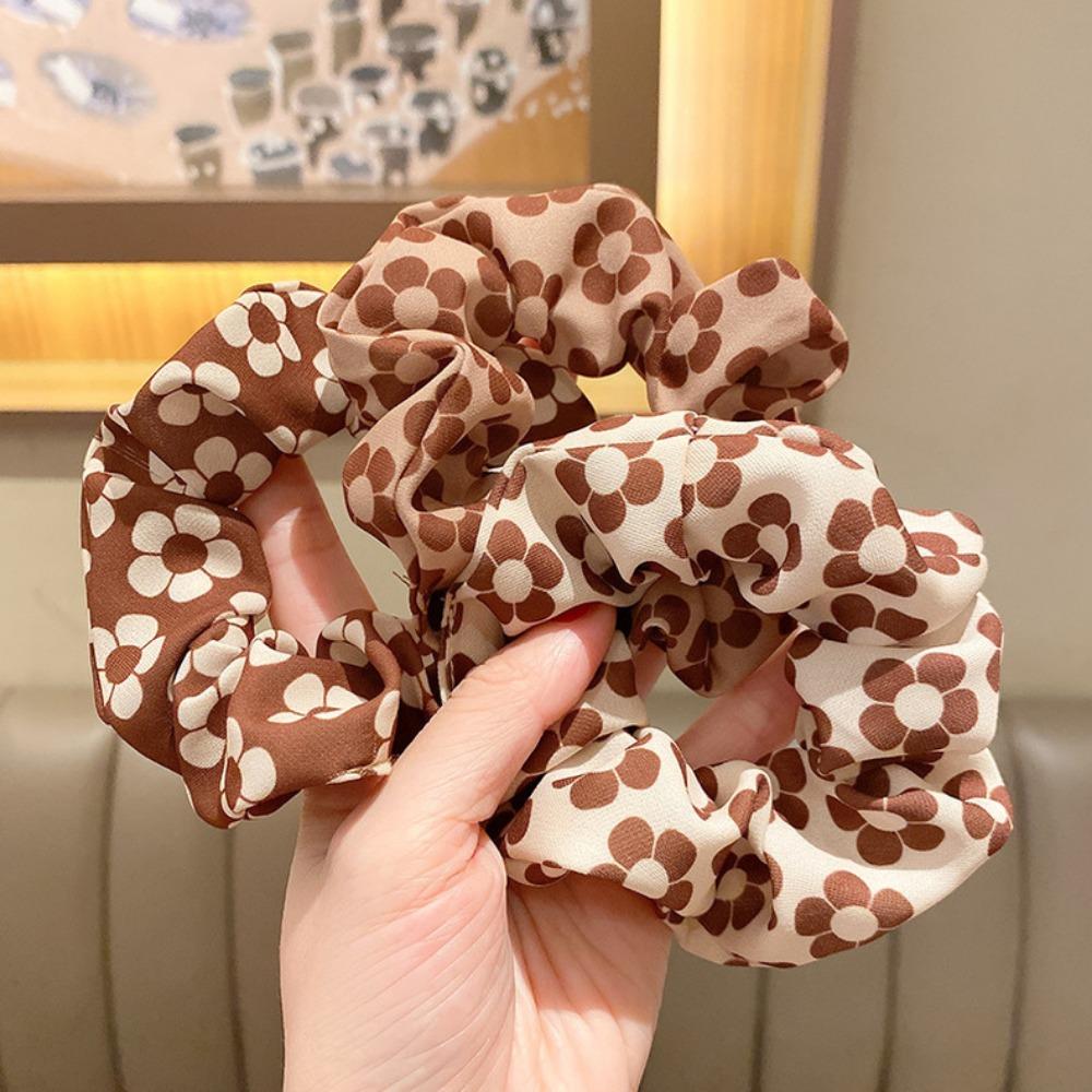 3pc European American Khaki Plaid Leopard Elasticity Hair Ties Scrunchies for Women Girls Ponytail Holder Korean Hair Accessorie