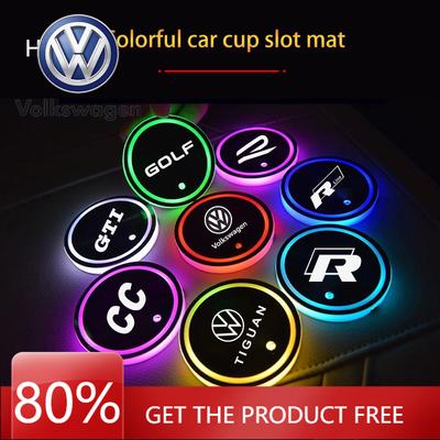 For VOLKSWAGEN Color Luminous Car Water Cup Coaster Holder Car Led Atmosphere Light For Volkswagen Golf Polo Passat B6 Tiguan Ma