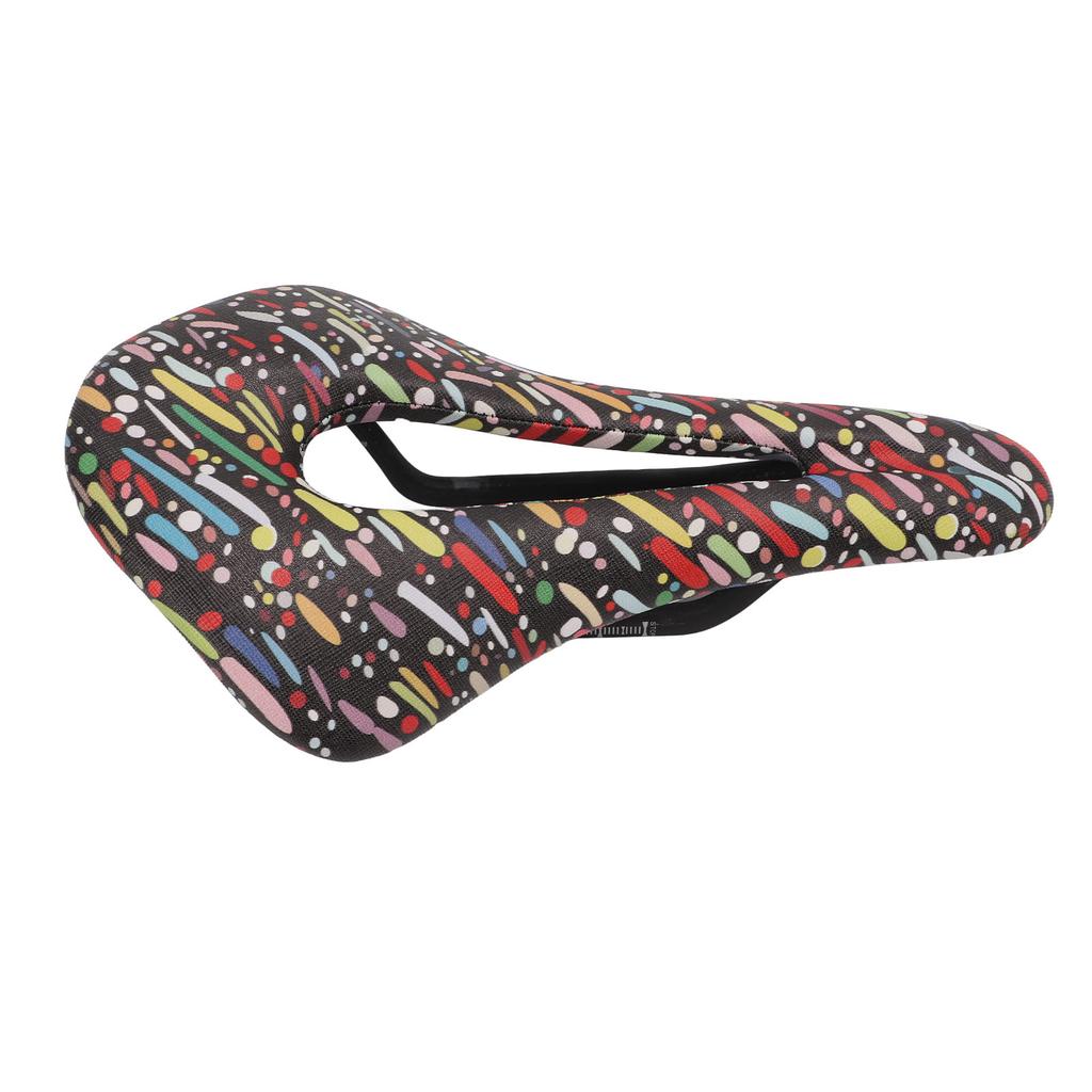 Bicycle Leather Soft Saddle Double Track Seat Tube Mountain Bike Hollow Seat Cushion for CyclingBlack