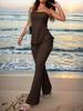 ZT6762 Sleeveless Solid Color Flared Pants Set