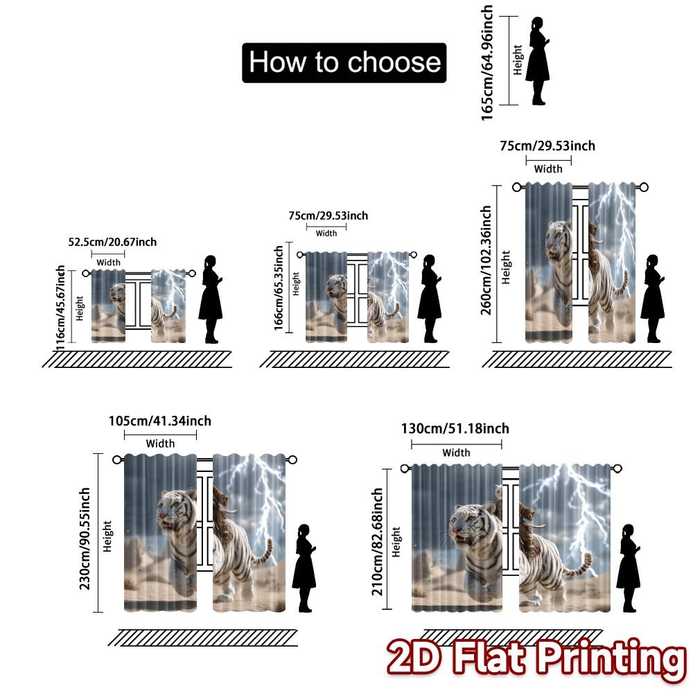 2pcs, 2D FLAT PRINTING Curtains (Without Rod) ThunderRider Popular Window Curtain Semi-Sheer Curtains Art Deco Festive Use for