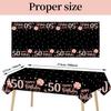 3 Pack Rose Gold Happy 50th Birthday Tablecloth Decorations - Fifty Years Old Plastic Disposable Rectangular Table Cover Party Supplies