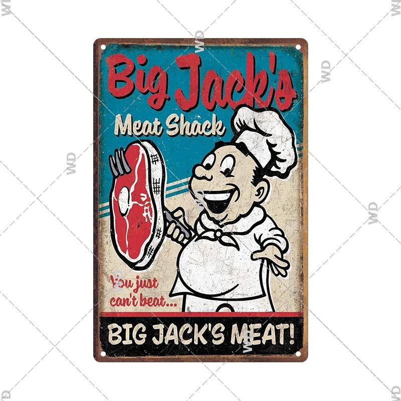 Panneau en étain pour hamburgers, frites, HotDogs, FastFood, Plaque métallique rétro Vintage, affiche en métal, Pizza BBQ pour décoration murale de cuisine