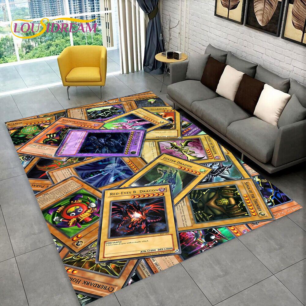 Monster Gold Card Cartoon Yu-Gi-Oh Anime Blue Eyes Dragon Game Covor Covor pentru dormitor Living Room Decor canapea, Covoraș