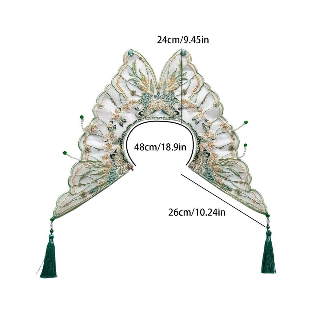 Vintage Dress Detachable False Collar Pearl Tassels Yunjian Shawl Scarf Chinese Embroidered Butterfly Flower Capelet