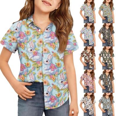 Sommer Mädchen Kurzarmbluse Schuluniform Hemd mit Knöpfen Kinder Sommer Schuluniform Hemd mit Knöpfen