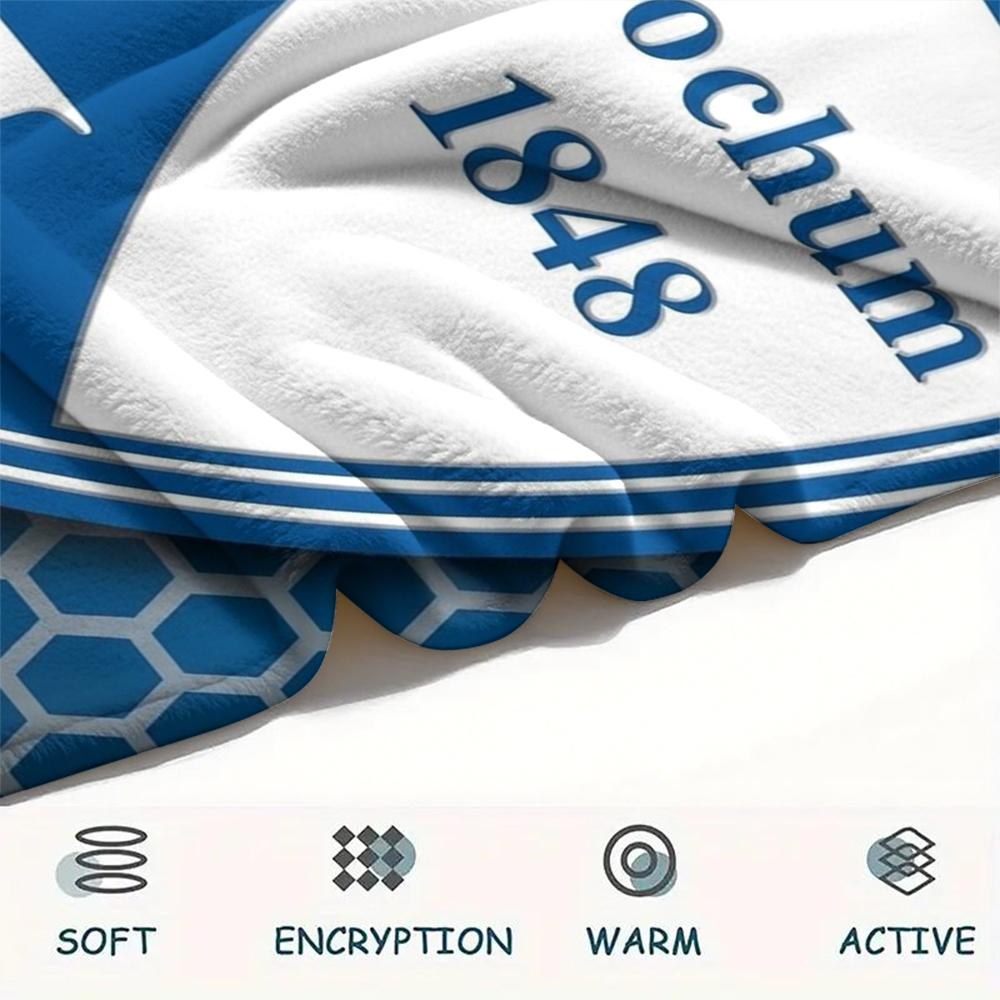 1PC Custom Name VFL Bochum Patterned Flannel Blanket Suitable For All Seasons for Home Decor Warmth and Comfort Gifts Holiday Present