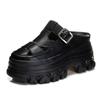 Fashion 9CM Hollow Genuine Leather Women Slippers Platform Shoes Wedge Sandals White Sneakers Women Slip on Slides Mules Summer