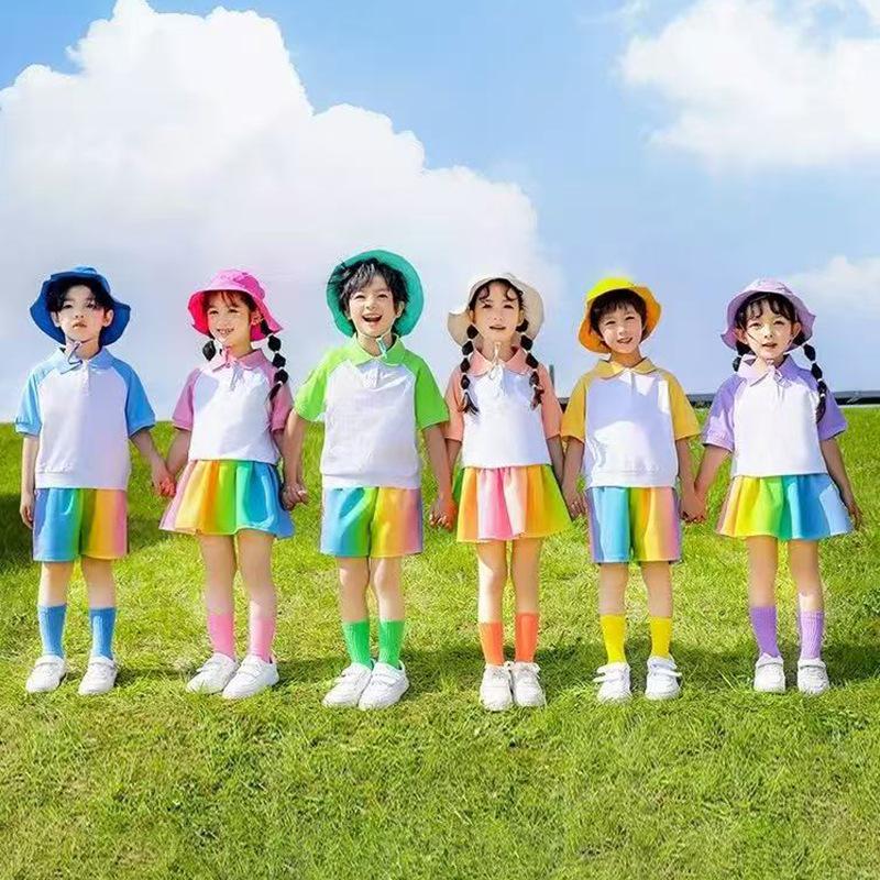 Children's Candy Color Cheerleading Outfit Set for Boys and Girls - Sports Class Uniform & Choir Clothing
