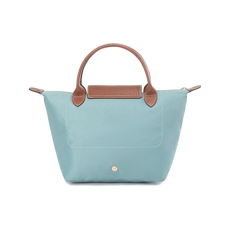 Longchamp Kurzer Griff Faltbare Nylon-Knödeltasche Kleine Damenhandtaschen Eukalyptus-Grün 1621089P93