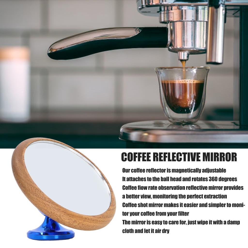 Coffee Rate Observation Reflective Mirror Walnut 360 Degree Rotatable Visual Extraction Coffee Shot Mirror