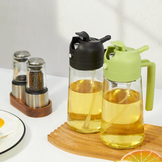 Oil Sprayer Bottle 2 In 1 Glass Oil Dispenser And Sprayer 500ml Efficient Oil Control Cooking Multi-Function Kitchen Tool for Olive Oil Vinegar