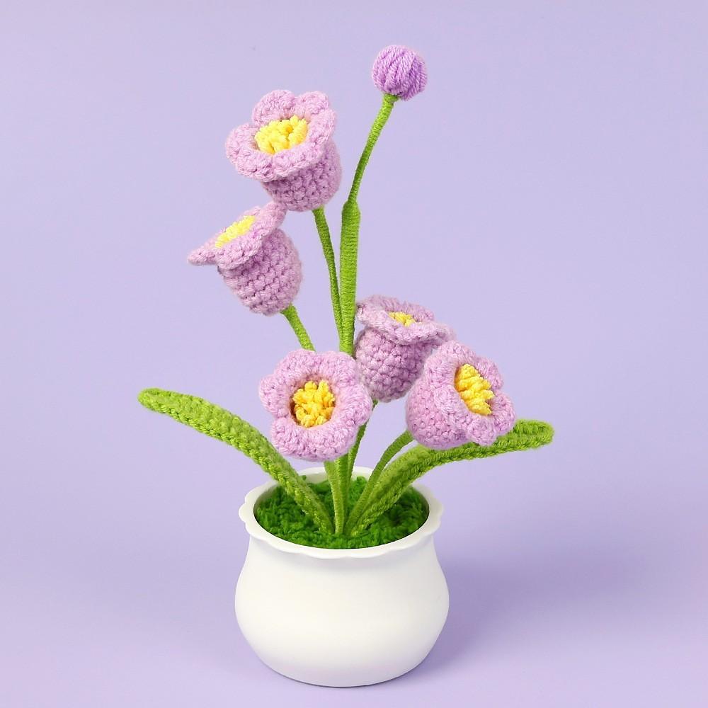 Hand-Knitted Wool Fake Flowers Set: Sunflower, Carnation, Tulip - Desktop Decor, Teacher/Student Gift, Everlasting Bouquet