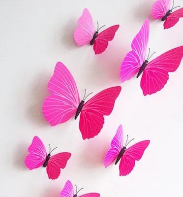 12pcs/Set Home Butterfly Stickers Simulation 3D Butterfly Wall Decoration Colorful Butterfly Creative Bedroom Wall Decals