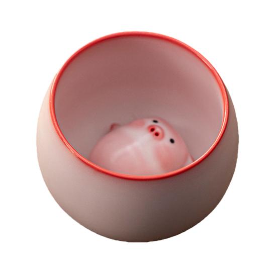 Liegendes Schwein Bubble Tea Tasse Handgefertigte Keramiktasse mit lustigem Blasenblas-Schwein Tee-Haustier Einzigartiges Geschenk für Teeliebhaber & Heimdeko
