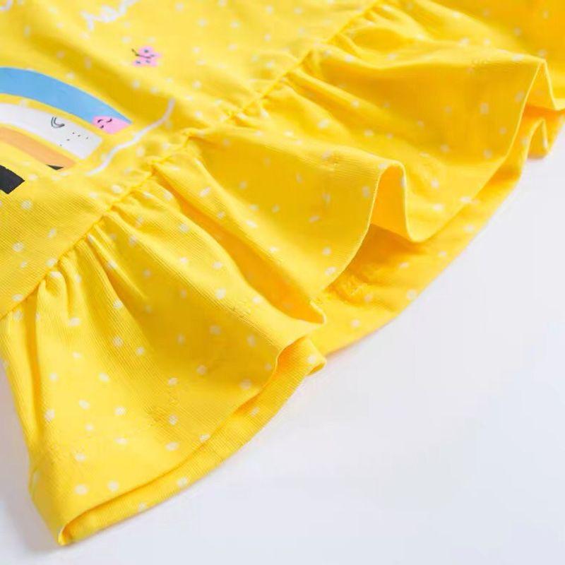 Spot Goods Yellow Summer Crew Neck T-shirt Short Sleeve Children's Clothing