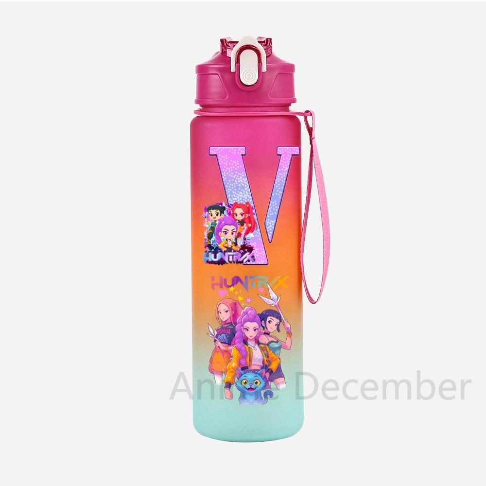 Anime K-Pop Demon Hunters A-Z English Letter Printed Character Water Cup Demon Hunters Large Capacity Outdoor Portable Drinking Bottle for Boy Girl