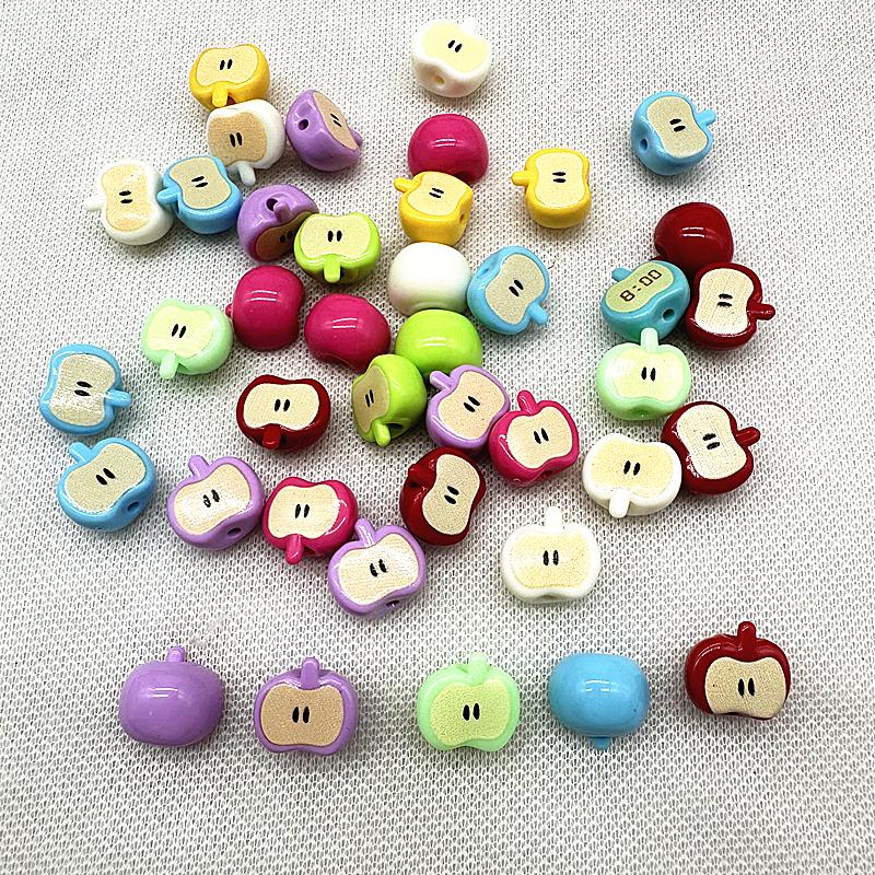 Three Dimensional Baking Paint Acrylic Apple Beads Half Apple Beads DIY Mobile Phone Chain Bag Chain Jewelry Accessories