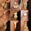 Korean Metal Earrings For Women Round Geometric Statement Vintage Gold Color Stud Earrings Fashion Jewelry Earring