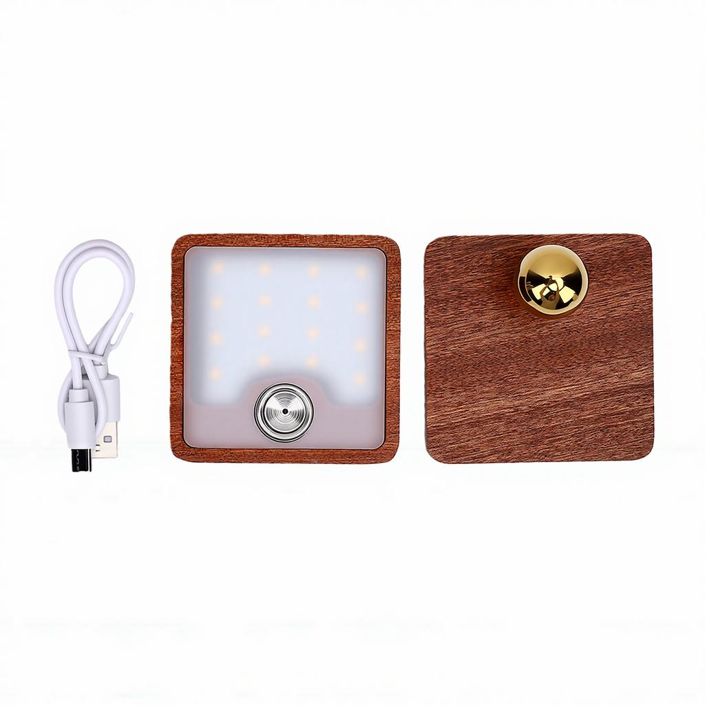 Magnetic Wall Light Motion Sensing Touch Control Cordless Wood Wall Sconce for Bedside Bedroom