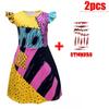 Kids Girls Boys Cosplay Christmas Eve Scary Ghost Bride Sally Skeleton Jack Dress Striped Halloween Character Dress Up Costume