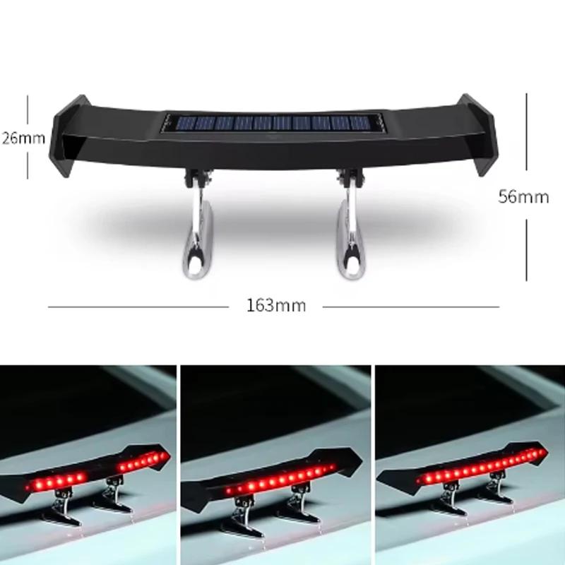Mini Solar Car Rear Spoiler Tail Light Universal 12V LED Flashing Warning Waterproof Wing with Smart Sensor Modified Accessories