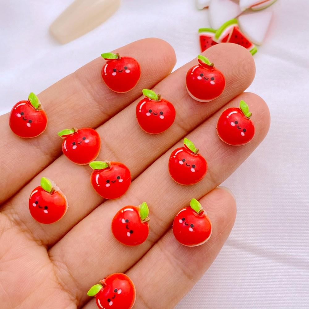 50Pcs New Cute Resin 8-12mm Mini Cherry Watermelon Fruits Series Flat Back Manicure Parts Embellishments For Hair Bows