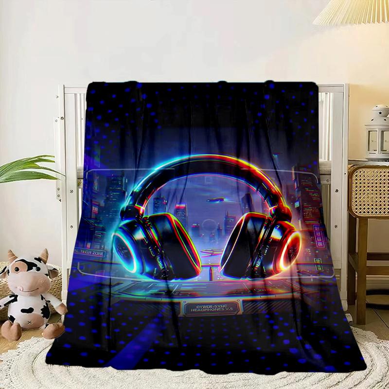 Music Waves Headphones Blanket Flannel Blanket Throw Blanket Sofa Cover Blanket Soft Premium Blanket Picnic Blanket Tv Blanket Gifts