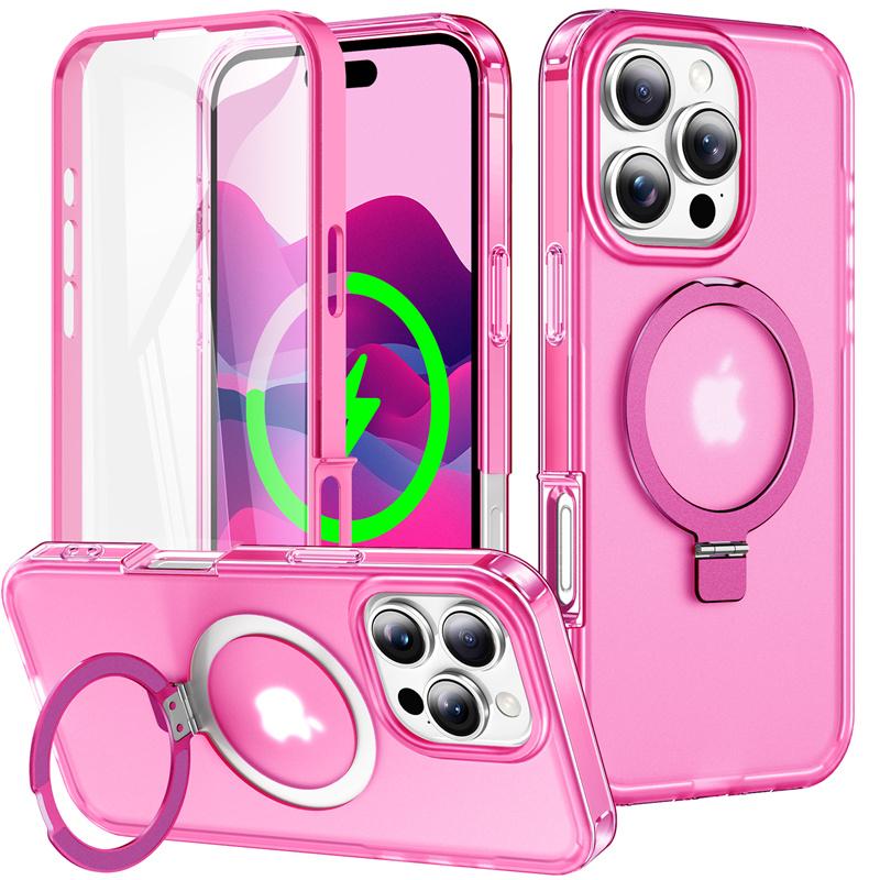 

Защитная пленка для экрана 360° Чехол для телефона Для iPhone 16 15 14 13 Pro Max Plus Магнитная подставка Ударопрочный Умный чехол For iPhone 16 Pro Max&Pc + tpu