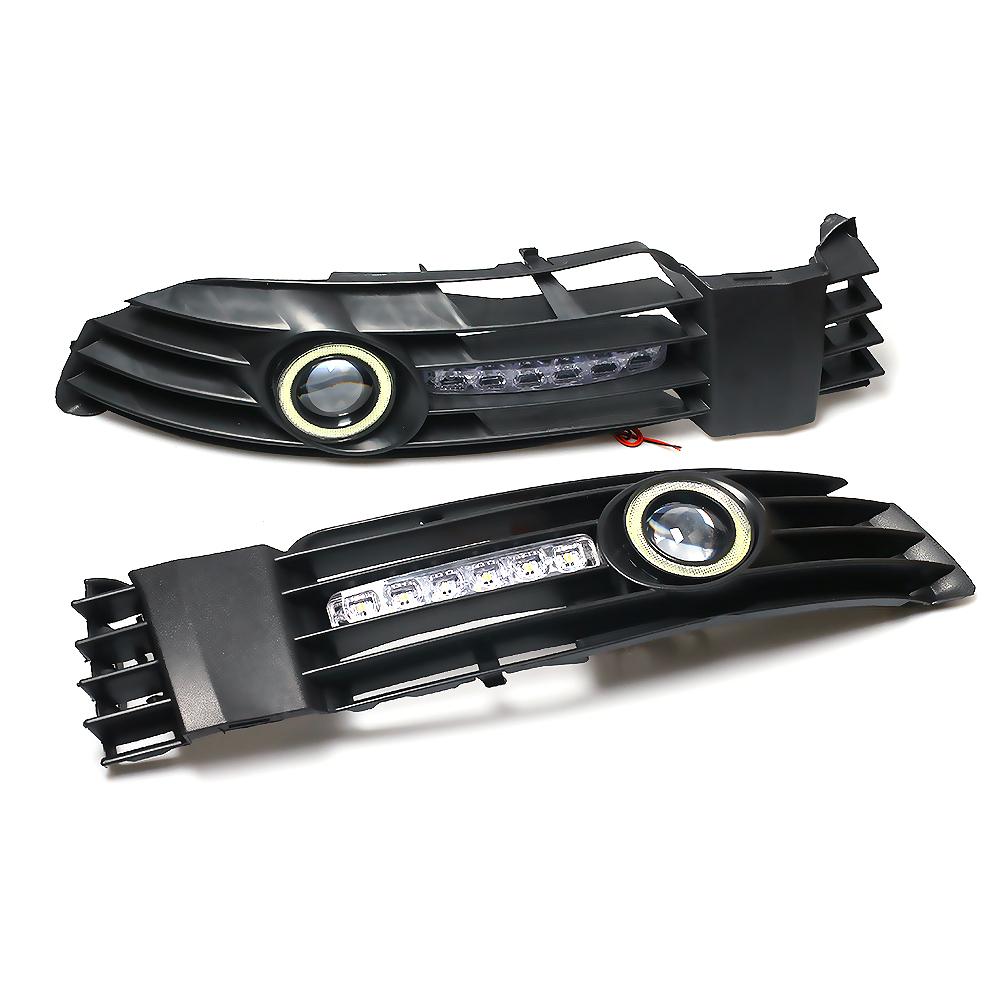 Car Angel Eye Daytime Running Light Fog Lights Grille With LED Lamp For Volkswagen VW Passat B5 B5.5 2000-2005