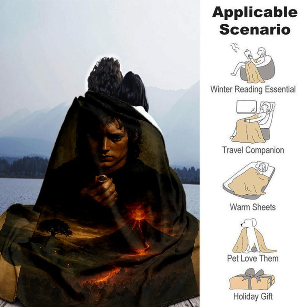 1pc Lord of the Rings volcano Flannel Blanket Soft Warm Throw for Home, Office, Travel, All-Season Cozy Bedding GiftL1284