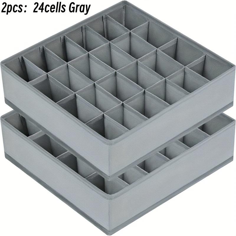 

Набор из 2 складных органайзеров с 24 отделениями для носков и нижнего белья, многофункциональные коробки для хранения носков, бюстгальтеров, галстуков - дышащая ткань и молния