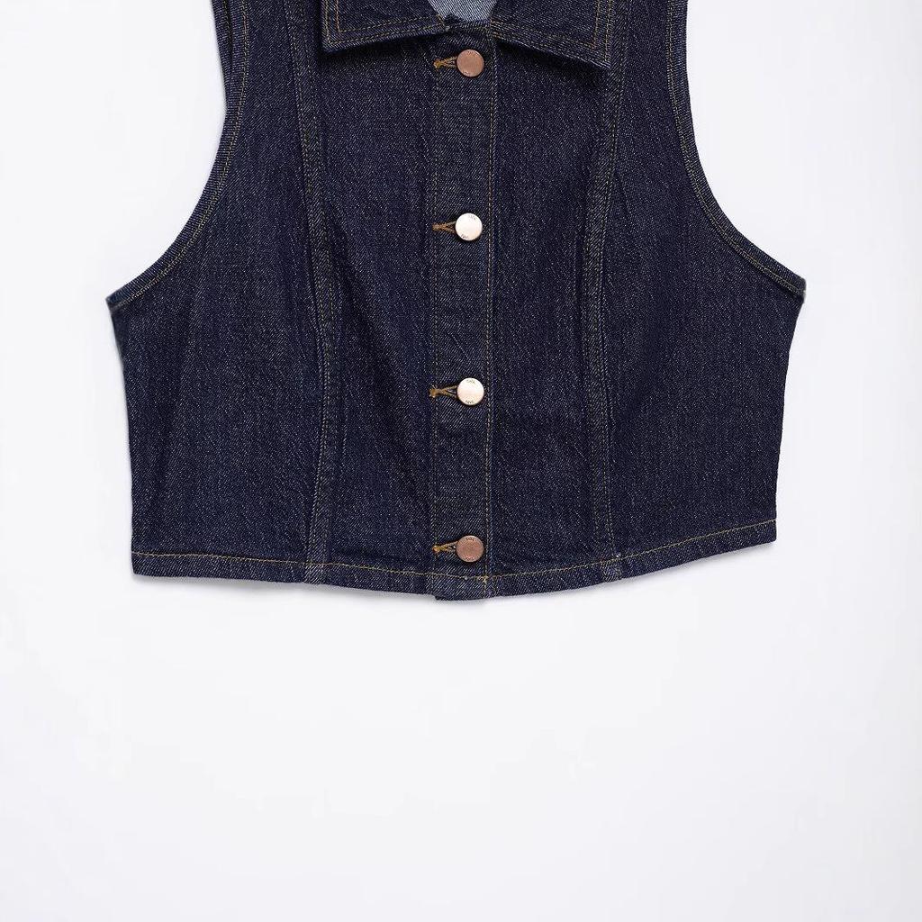 European & American Style 2025 Spring Fashion Set: Denim Vest & Wide-Leg Pants